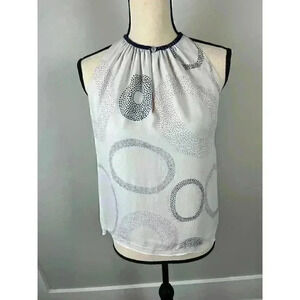 Ramy Brook Women's 100% Silk Halter Blouse Abstract Sleeveless Lined M Gray
